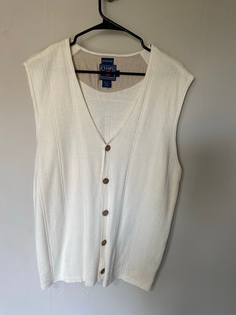 Vintage Chaps Ralph Lauren Linen Cotton Handframe Sweater Vest Hong Kong L
